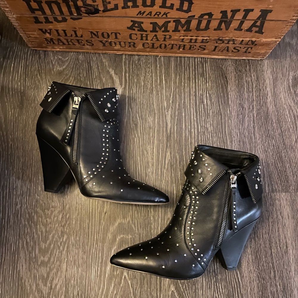 Black Leather Studded Booties Sam Edelman